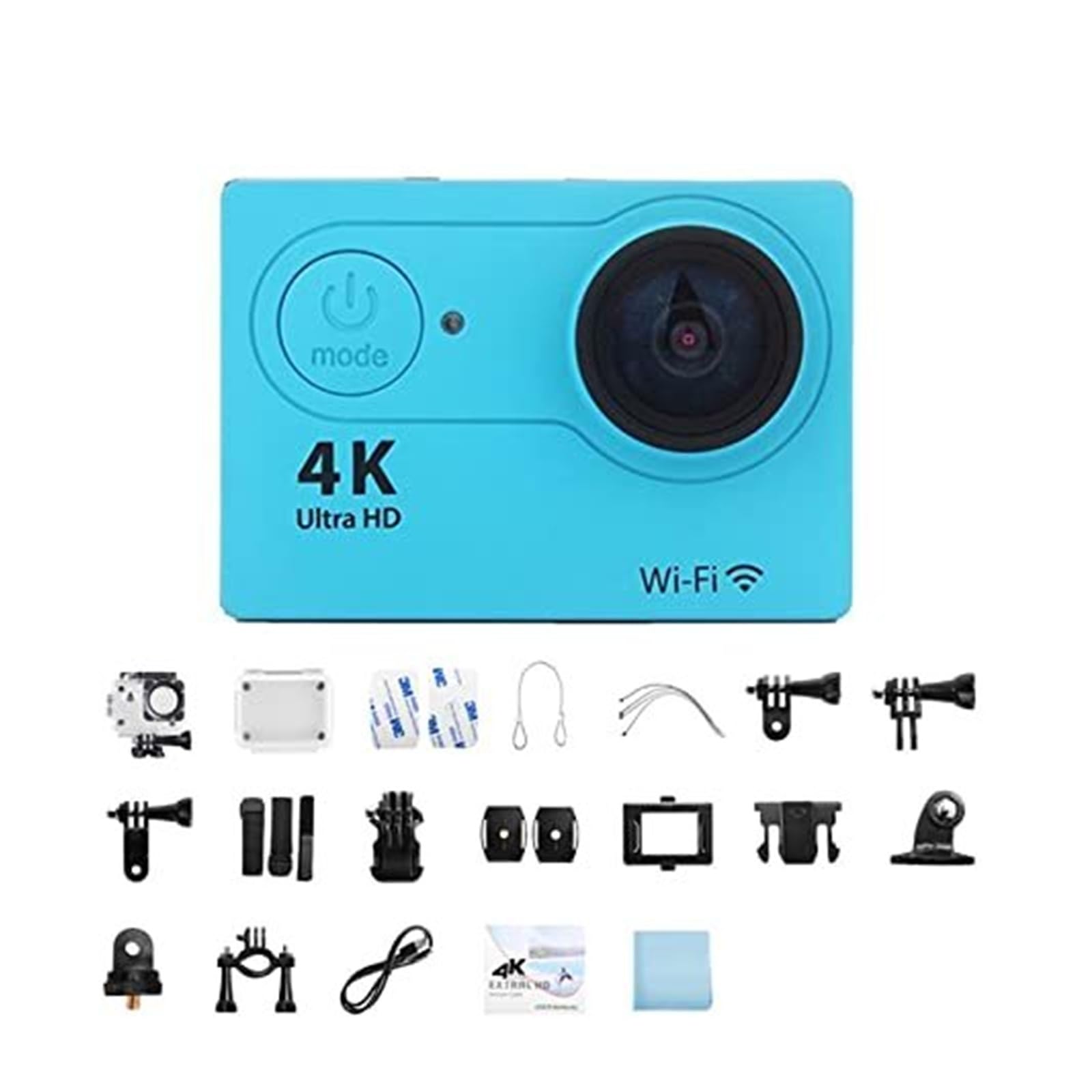 Kamera Akcji 4K Ultra HD Z Wodoodporną Konstrukcją, Szerokim Kątem 170° I Ekranem 2,0 Cala(32G Card; Slivery)