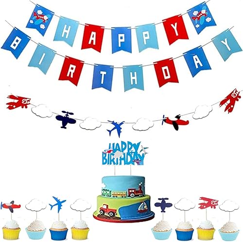 Cartel de cumpleaños de avión de avión, aviador, aviación, cumpleaños, temática de arriba y fuera, cartel de fiesta para niños, suministros de baby