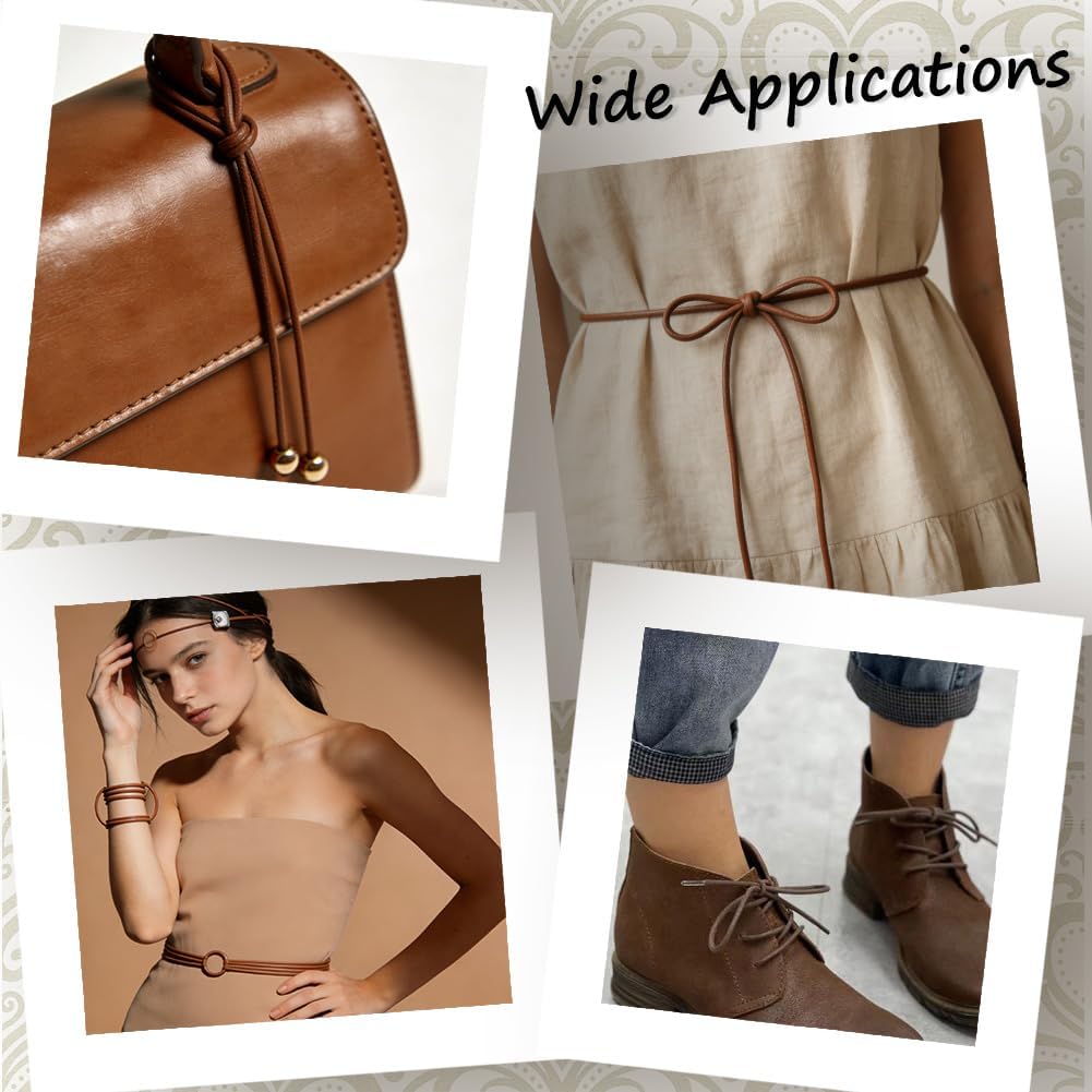 10.94 Yards Round Genuine Leather String Cord Strap 2mm Cowhide Leather Ropes Boho Brown Rustic Braiding Lace Wrap Strip Thread for Beading Necklace Bracelet Jewelry DIY Craft
