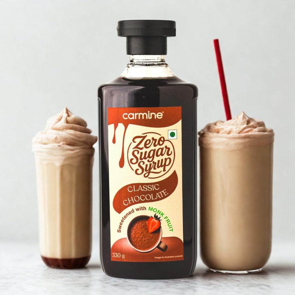 Image of Carmine Zero Sugar Syrup - 330g | New & Improved Recipe | Sweetened with Pure Monk Fruit | Natural, Plant-Based Sweetener | No Artificial Sweeteners or Additives (Classic Chocolate Syrup)