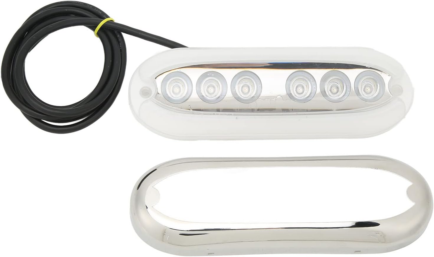 LED Boat Light, 12V‑24VDC 6 Bright LED Lamp Beads IP68 Stainless Steel 1.5M Power Cable Boat Underwater Light for Boats, Yachts, Oceans, Motorboats (Blue Light)