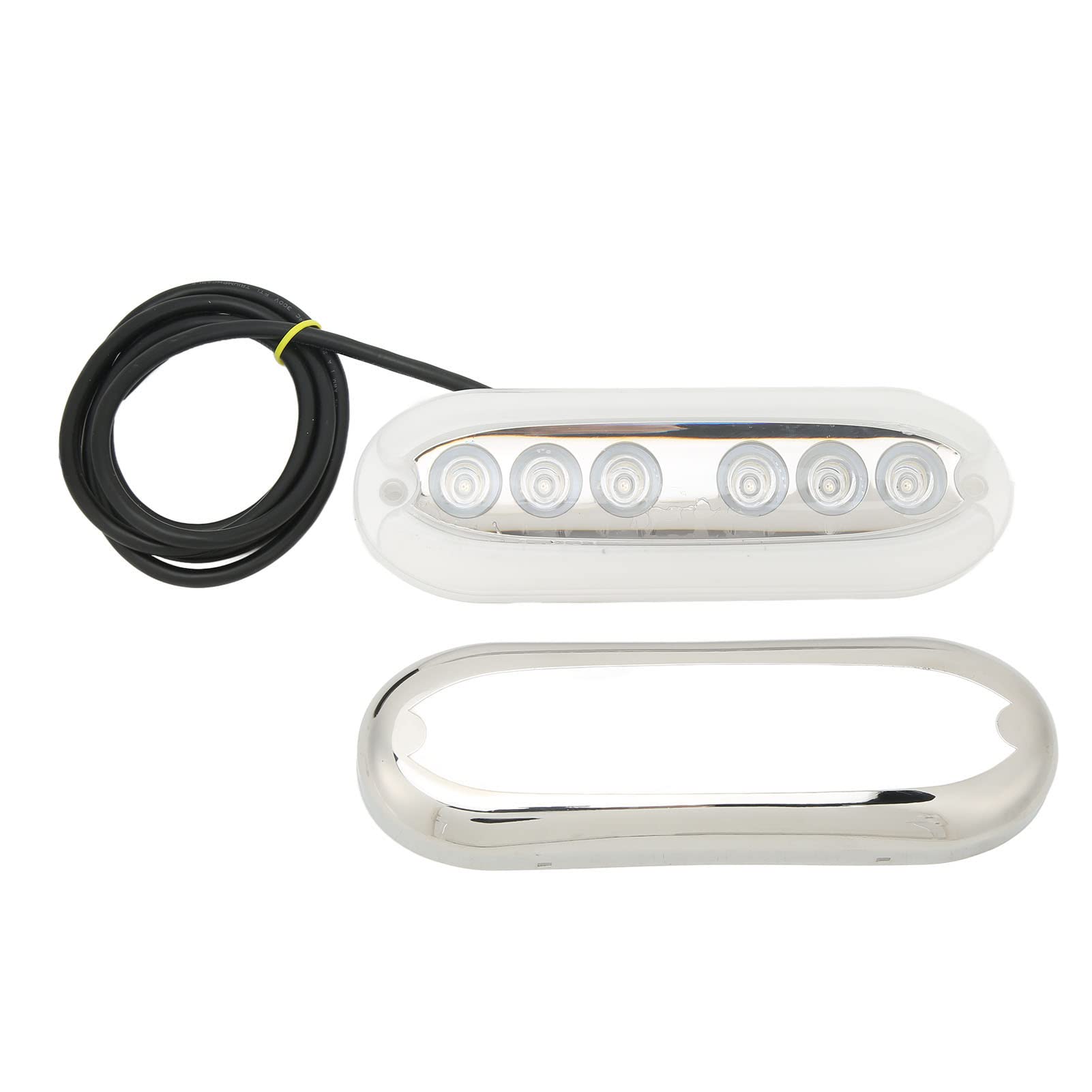 Luce LED per Barche, 12V‑24VDC 6 Perline LED Luminose Lampada IP68 in Amliaio Inossidabile 1,5M Cavo di Alimentazione Luce Subacquea per Barche, Yacht, Oceani, Barche (Luce blu)