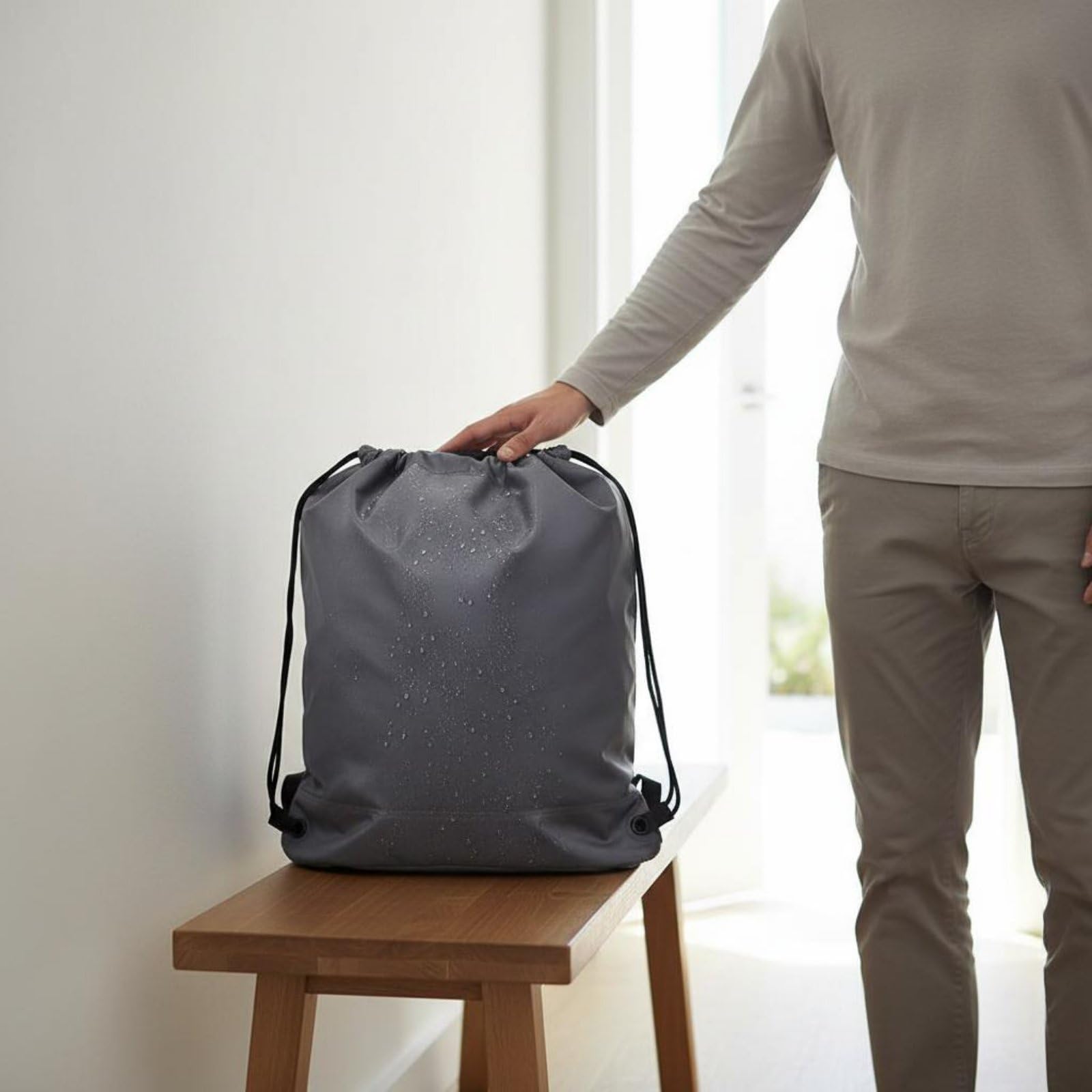 Custodia Casco Sacca Zaino Borsa Sacchetto Materiale Oxford 420D Resistente E Leggero Apertura E Chiusura a Coulisse per Carico Rapido Riparo da, Black 210D