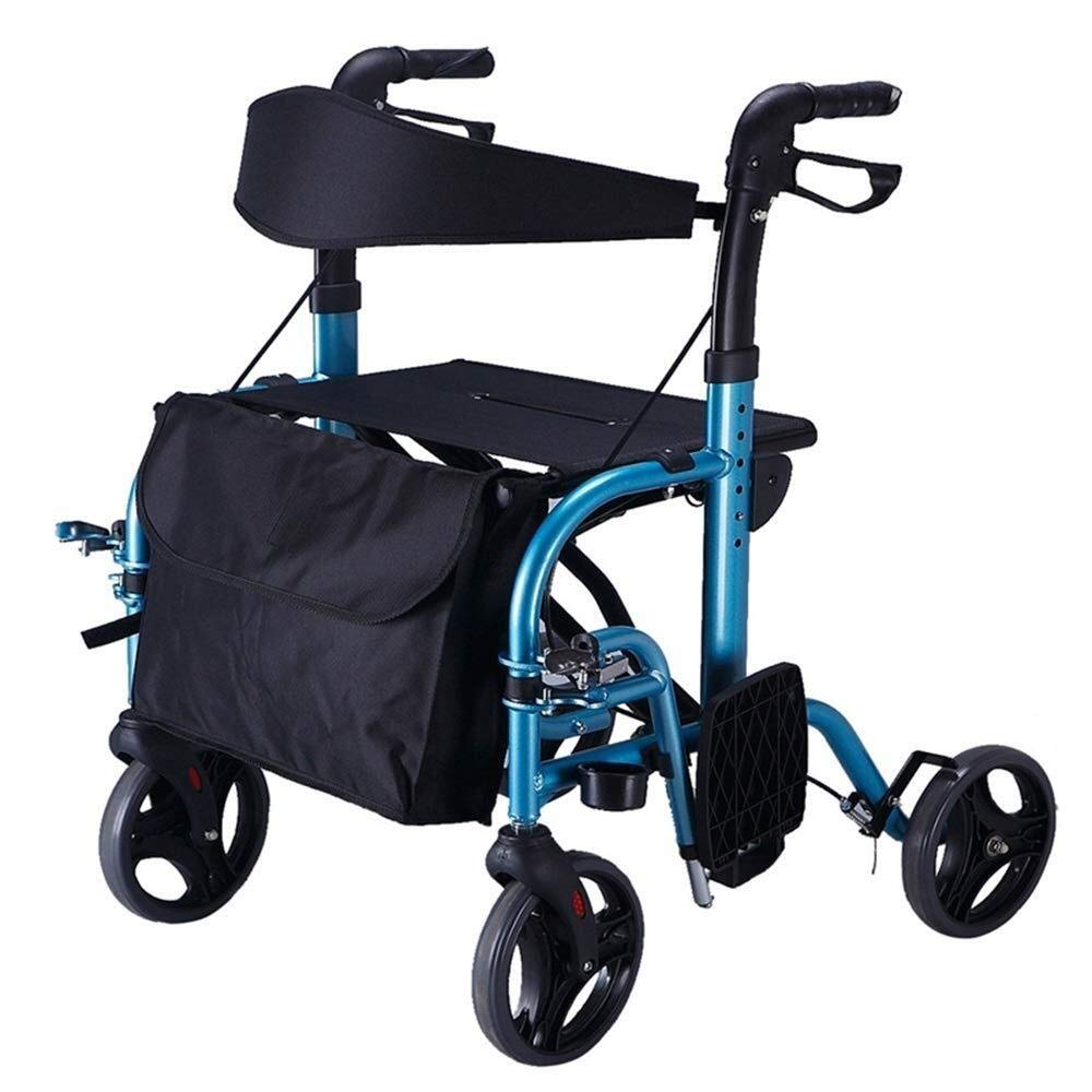 Carrello della Spesa Blu Regolabile in Altezza Pieghevole Manuale per Sedia a rotelle Camminatore Multifunzione Bastone da Passeggio Antiscivolo con Ospedale