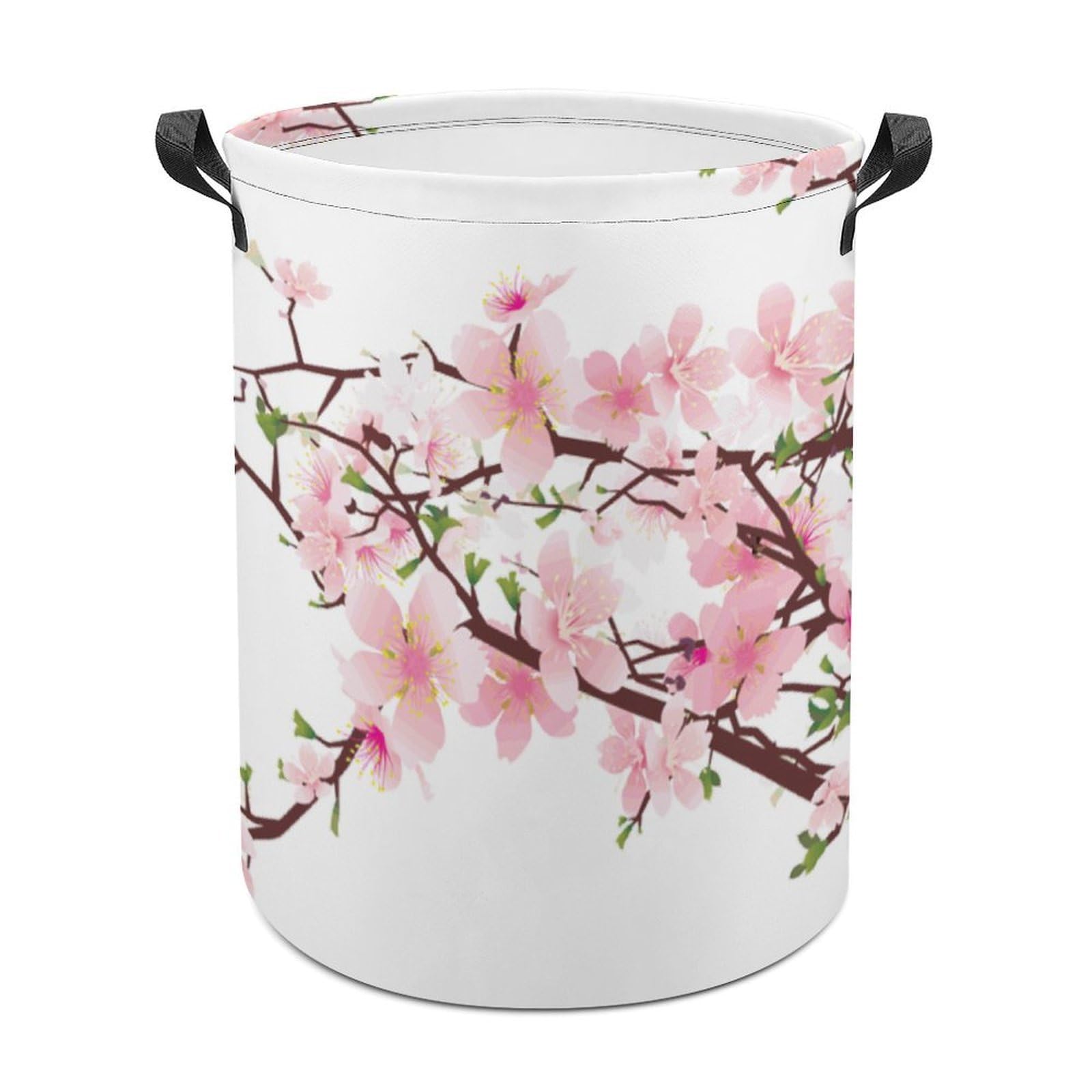 Lyfthologen Laundry Hamper, Tempting Cherry Blossoms Laundry Basket, Washing Basket with Handle