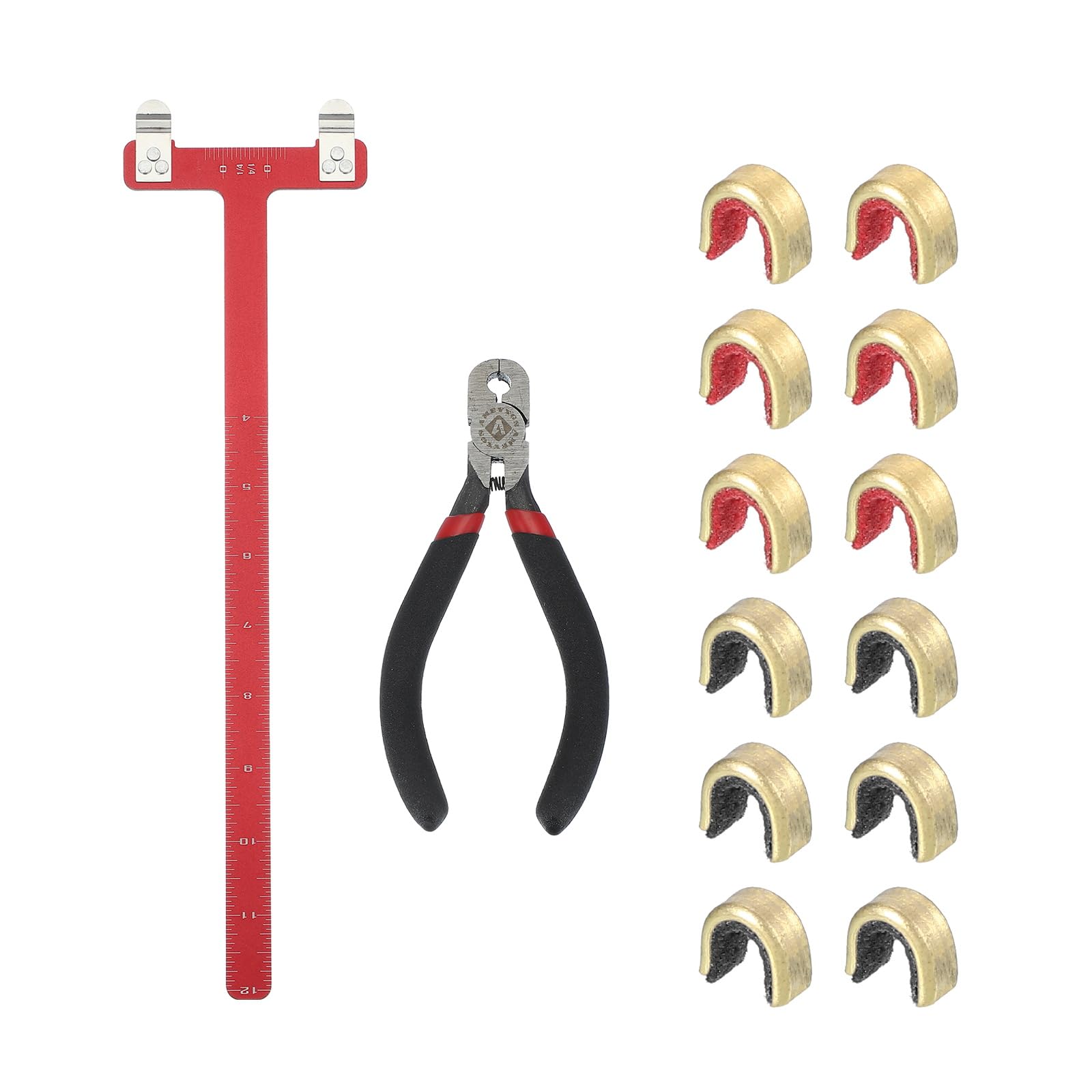 sourcing map Archery Bows Square T-Shape Ruler Tool Nocking Points Plier Set 33x9mm Turning Bow String Knock Kits for Recurve Compound Bowstrings Archery Accessories (Red)