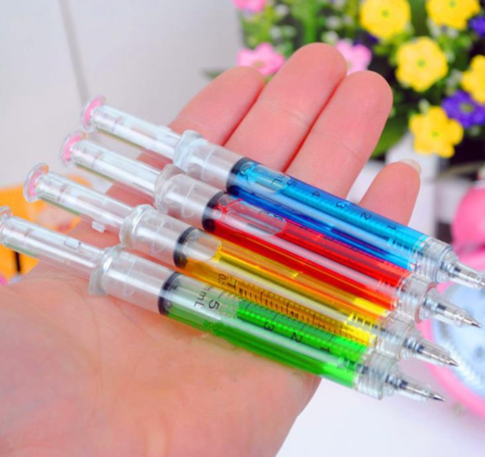 MINGZE Fake Needle Syringe Ballpoint Pens, Writes in Blue or Black Ink, School Supplies - Image 2