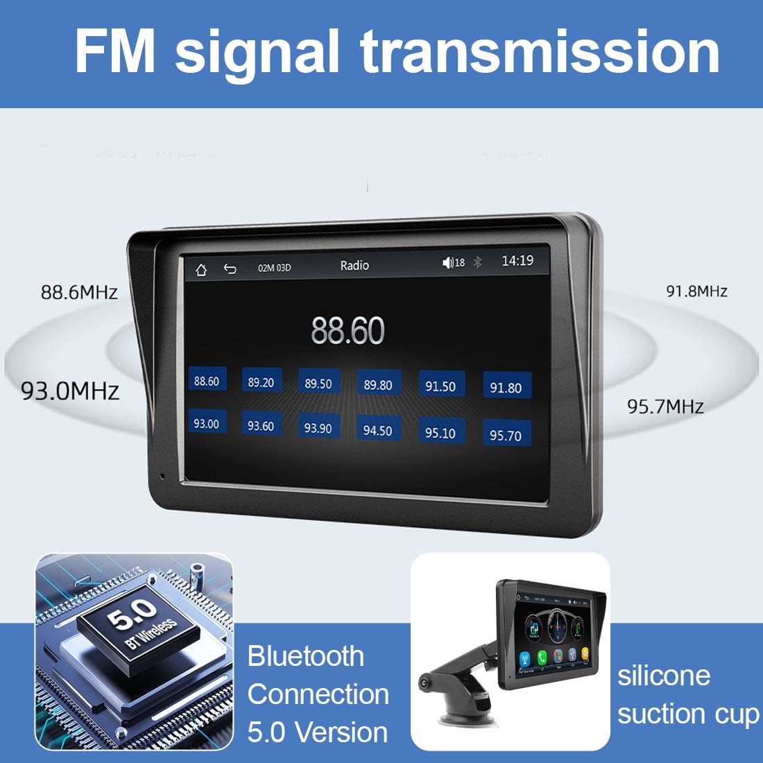 NHQZ GPS Auto,GPS Navigatore Satellitare,Navigatore per Camion,7 Pollici Touchsceen,con Avviso Guida vocale,Chiamata Bluetooth,Uscita Wireless FM,Multilingue,per Auto Camion