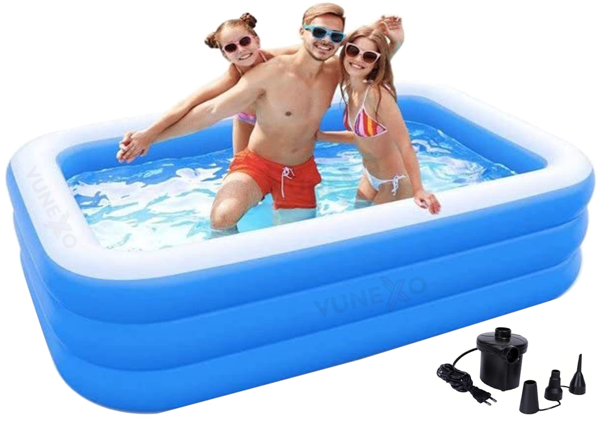 Vunexo Family Inflatable Swimming Pool, 120" X 72" X 22" Full-Sized (10 Feet) Inflatable Lounge Pool for Adult, Teens, Outdoor, Garden, Backyard, Summer Water Party with Pump (B0C1K6L11W) Amazon Price History, Amazon Price Tracker