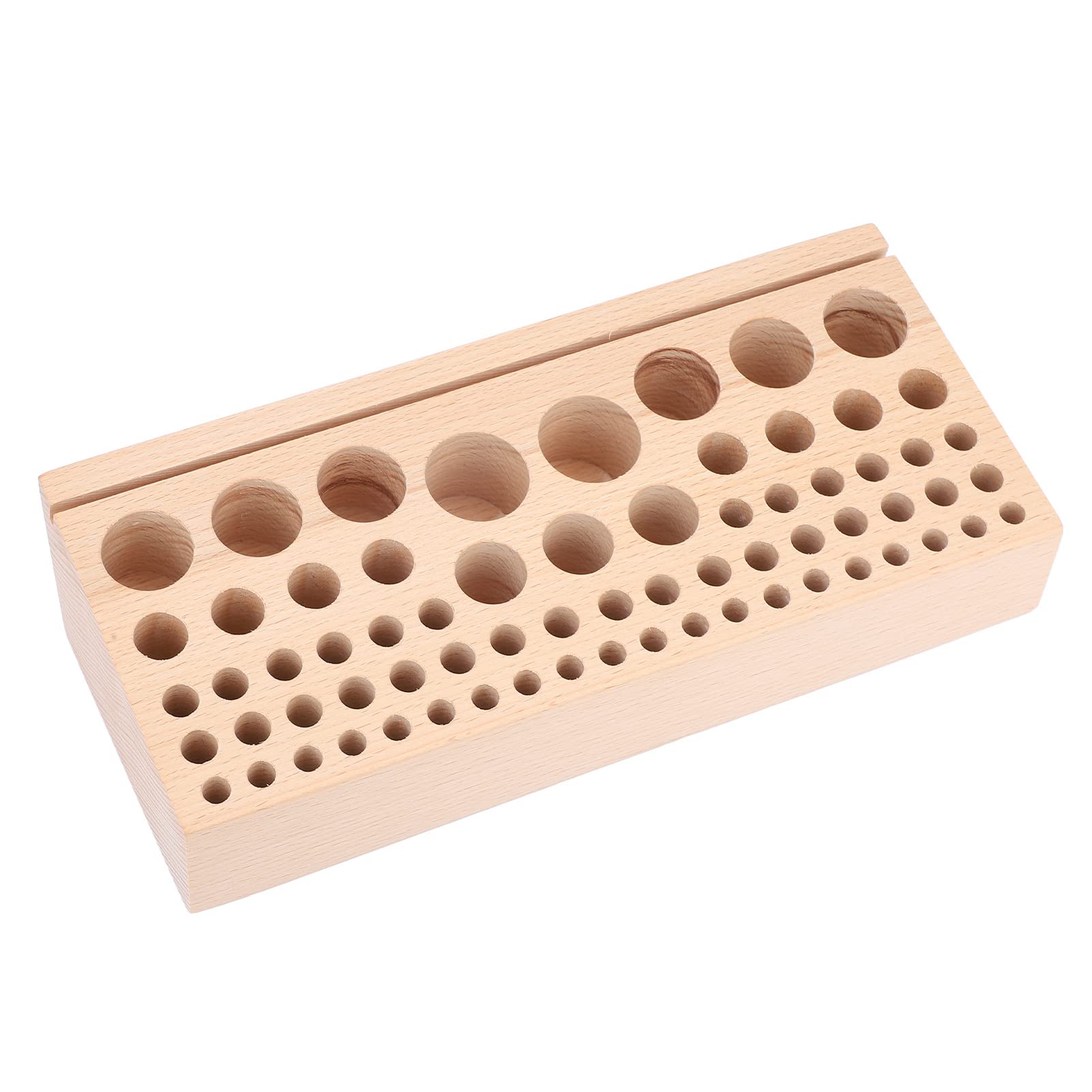 Portastrumenti in pelle con 68 fori, organizzatore professionale per strumenti di lavorazione della pelle, scatola di conservazione in legno di faggio con posizione dei fori