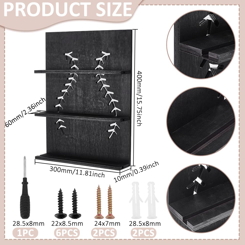 UNICRAFTALE Baseball Trading Cards Shelf 30cm Baseball Cards Displays Stands Black Rectangle Tradings Frame Wall Mount Sports Card Display for Sports Trading Card Collection Gift - Image 3