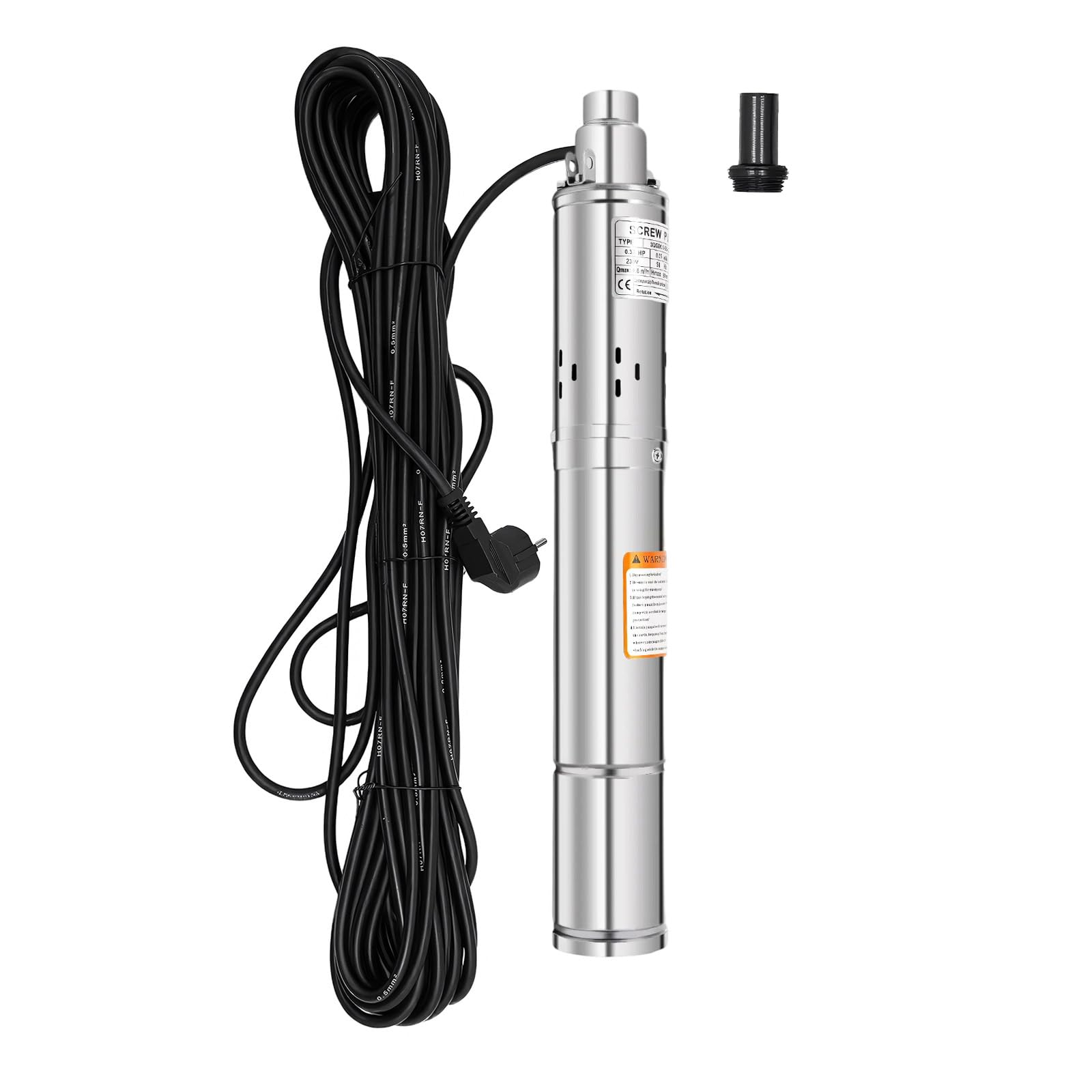 Bomba de Agua Sumergible de 3 Pulgadas Motor de 250 W, 220-240V 50 Hz Bomba de Achique Flujo Máximo de 27 L/min Bomba Aguas Sucias Zonas para el Montañosas, Granjas, Autocaravanas