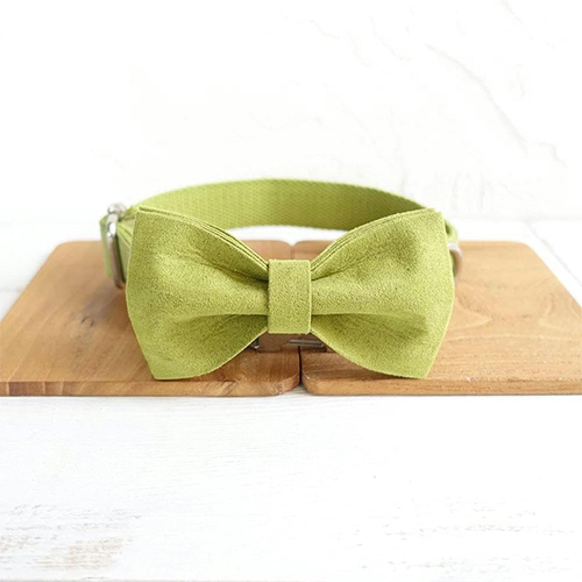 Hundehalsband gelblich-grün Poly Satin und Nylon Hundehalsband oder Leine 5 Größen,Hundehalsband,XL-Hundehalsband Fliege-L