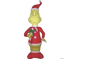 Gemmy 4' Christmas Airblown Inflatable Dr. Seuss Grinch with Candy Cane Indoor/Outdoor Holiday Decoration