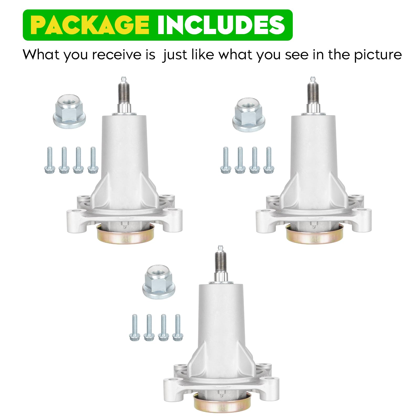 Paquete de 3 husillos para cubierta de 42 y 54 pulgadas Sears Craftsman 192870 187292 YT4000 YS4500 AYP Husqvarna 532192870