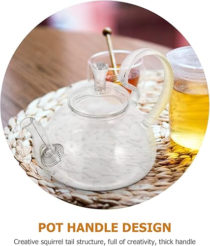 Miniatura 6 de SHERCHPRY Tetera de vidrio de 21.1 fl oz, tetera de flores de vidrio con infusor extraíble, tetera de vidrio para estufa, pequeña tetera de vidrio