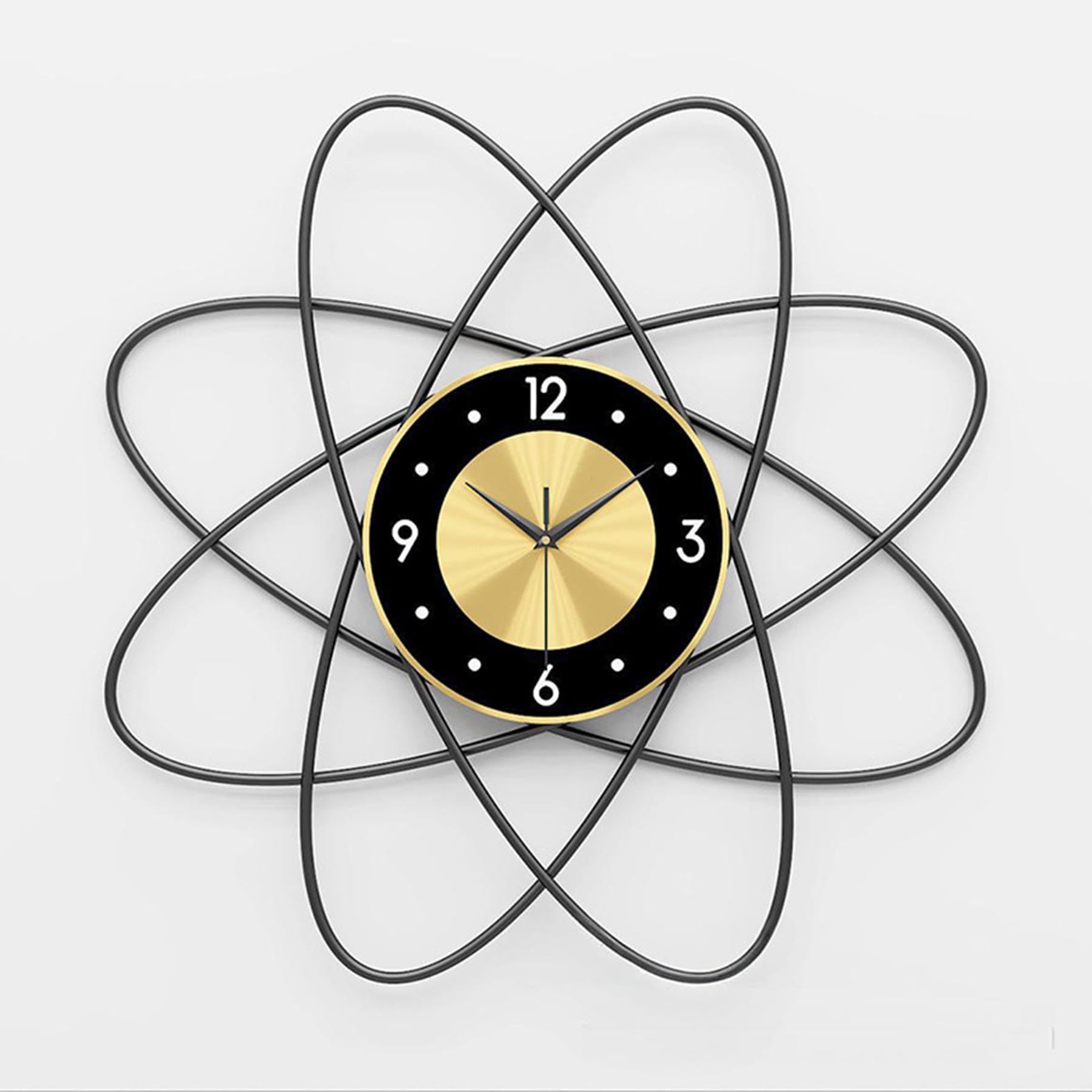 Rozhuhro 60CM Large Modern Creative Decorative Wall Clocks, Simple Non Ticking Silent Metal Wall Clock, Arabic Numerals Metal Frame Wall Clocks, Battery Operated for Home Decor