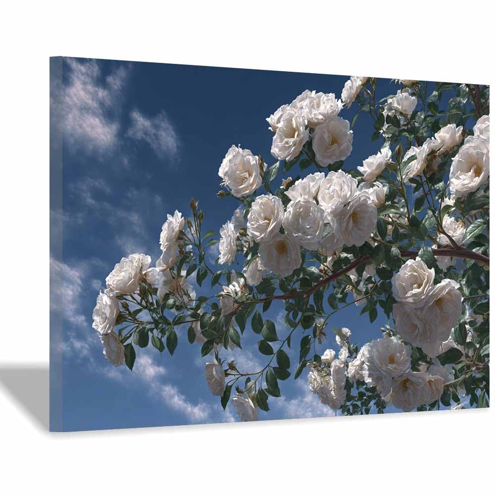 ZAMAEIU Landscape Pictures For Wall Branch-drooping flowers art prints and posters, Suitable for Living Room Bedroom Decor apartment Wall Decoration(white)-20x30cm Framed