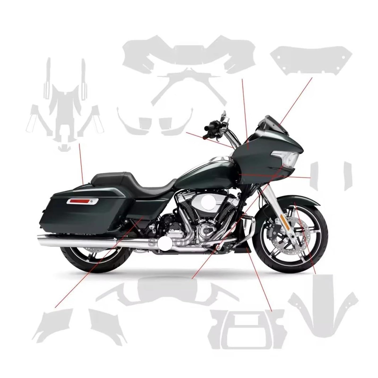 Kit Di Adesivi Trasparenti Per Parabrezza Protettivo Completo Per H&arley TPU(Style I)