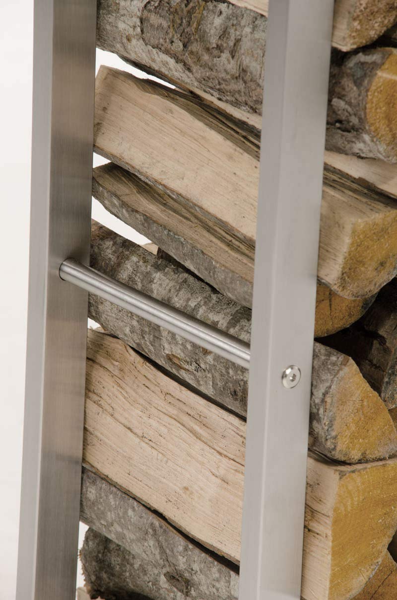 CLP Kaminholzregal Keri aus Edelstahl I Robuster Kaminholzständer mit Bodenschonern I Holzbutler in bis zu 8 Größen wählbar, Größe:25x60x100 cm