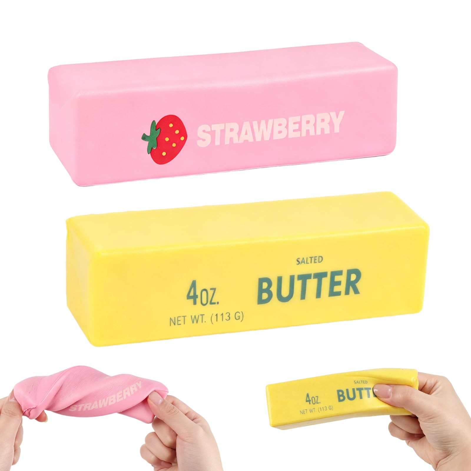 Strawberry Butter Squishy - Realistic Slow Rising Strawberry Butter Squishy, Soft Stress Relief Sensory Squeeze Toys for Adults, Fidget Toys for Office, School & Travel