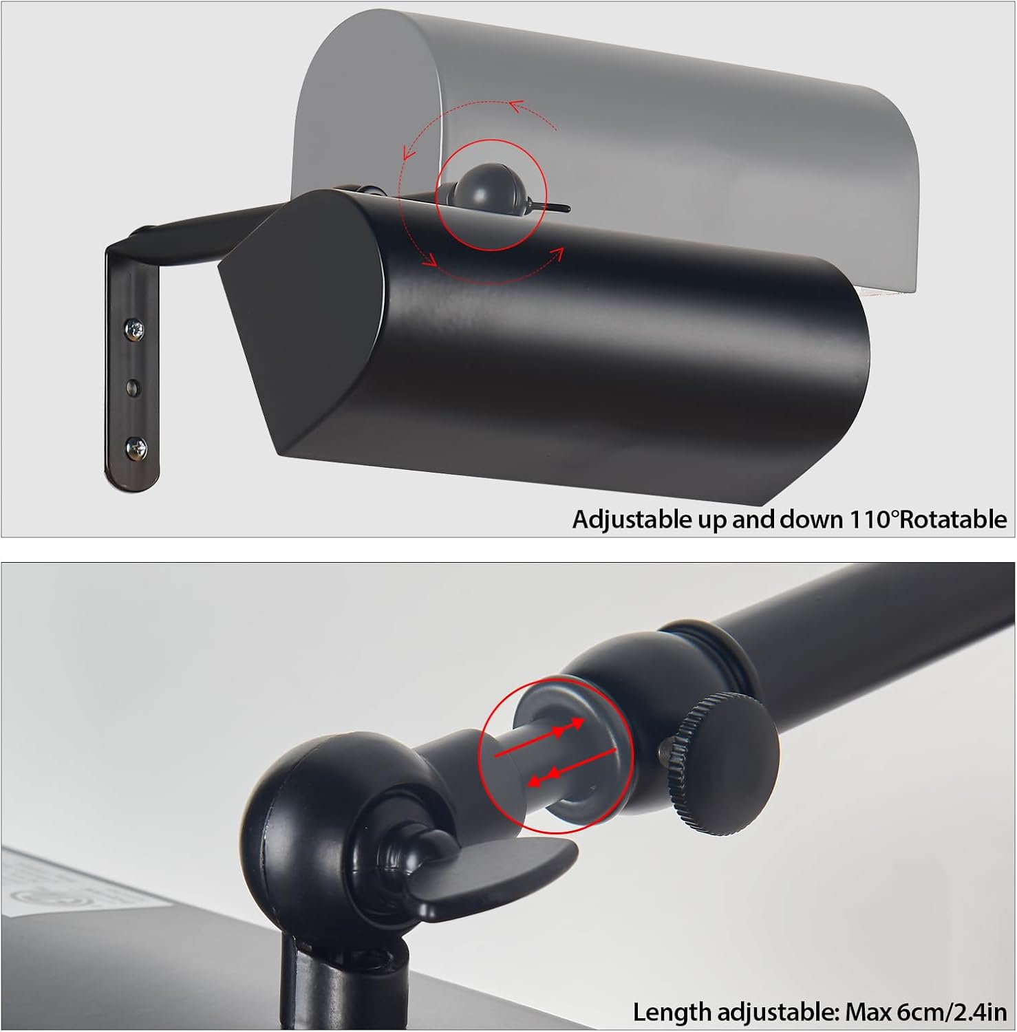 12in Black Plug-in Picture Lights for Wall, Black Picture Light Adjustable Picture Frames Lights Gallery Lighting for Painting, Artwork, Gallery, Bookshelves