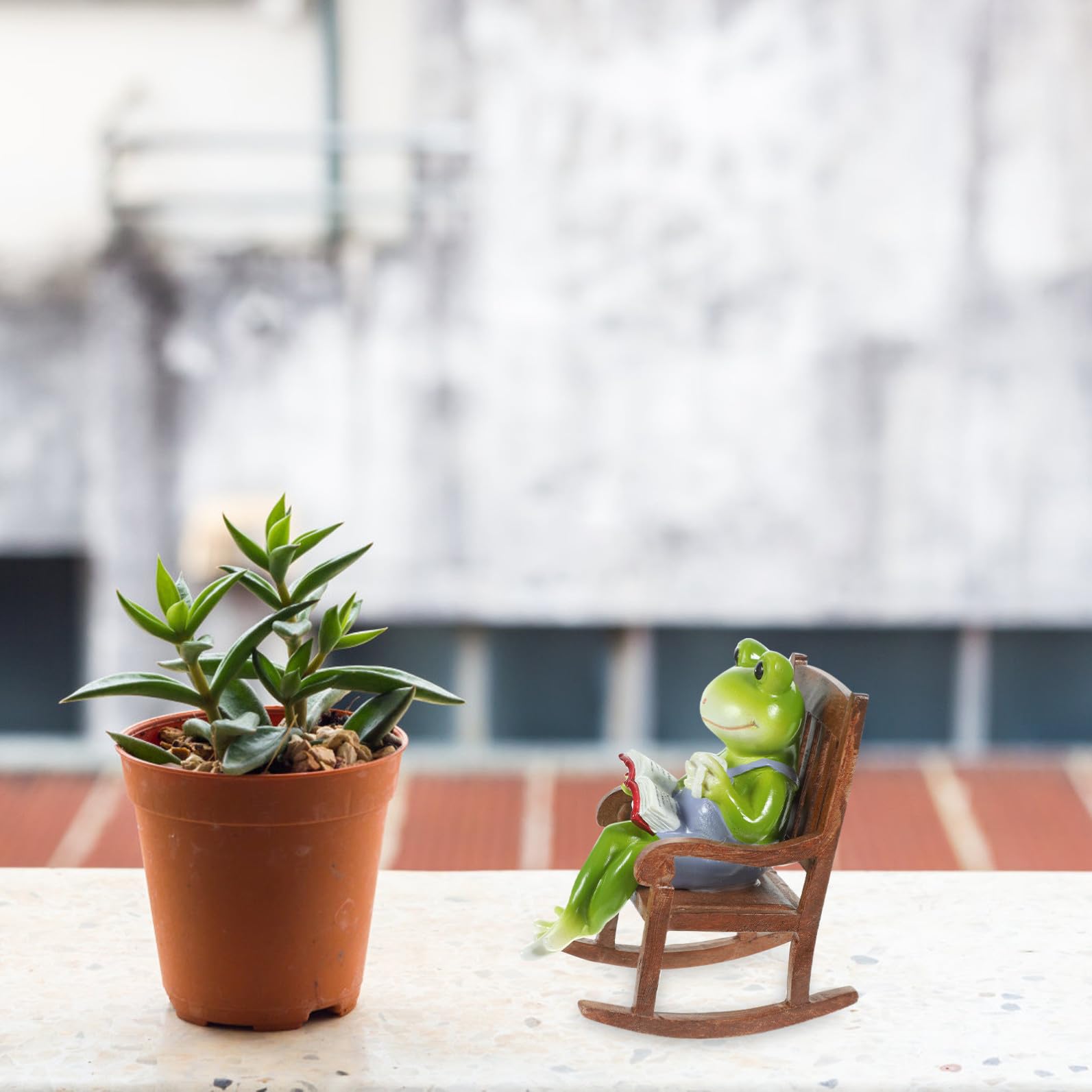Happyyami 2 Sztuk Żywica Fotel Bujany Dekoracja Krajobrazu Miniaturowa Żaba Rzeźba Żywica Żaba Figurka Żaba Wystrój Ogrodu Żaba W Fotelu Bujanym Nowość Żaba Figurka Bajkowy Ogród Na