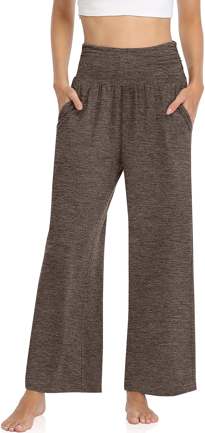 TARSE Womens Wide Leg Pants Casual Loose Yoga Sweatpants Comfy Lounge Pajama Flowy Pants Pockets