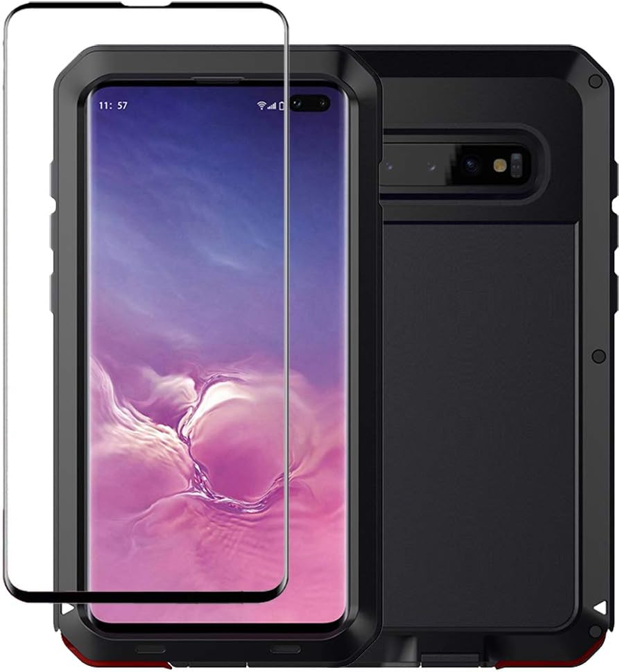 Tomplus Galaxy S10 Case, Military Grade Drop Tested, Anodized Aluminum, Heavy Duty, Full-Body Dual Layer Rugged, TPU and Metal Protective Case for Samsung Galaxy S10 (Black)