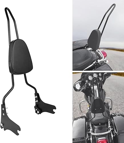 Miniatura 10 de Asiento trasero cromado desmontable para asiento de pasajero, con cojín de respaldo compatible con Touring Road King Street Glide Electra Glide Road