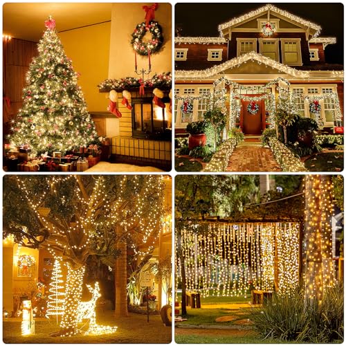 Outdoor Christmas Tree Fairy Lights - Mains Powered 15m 150 LED Warm White String Light Remote Waterproof Plug in Garden Indoor Xmas Trees Lighting Wedding Party Decoration - Image 6