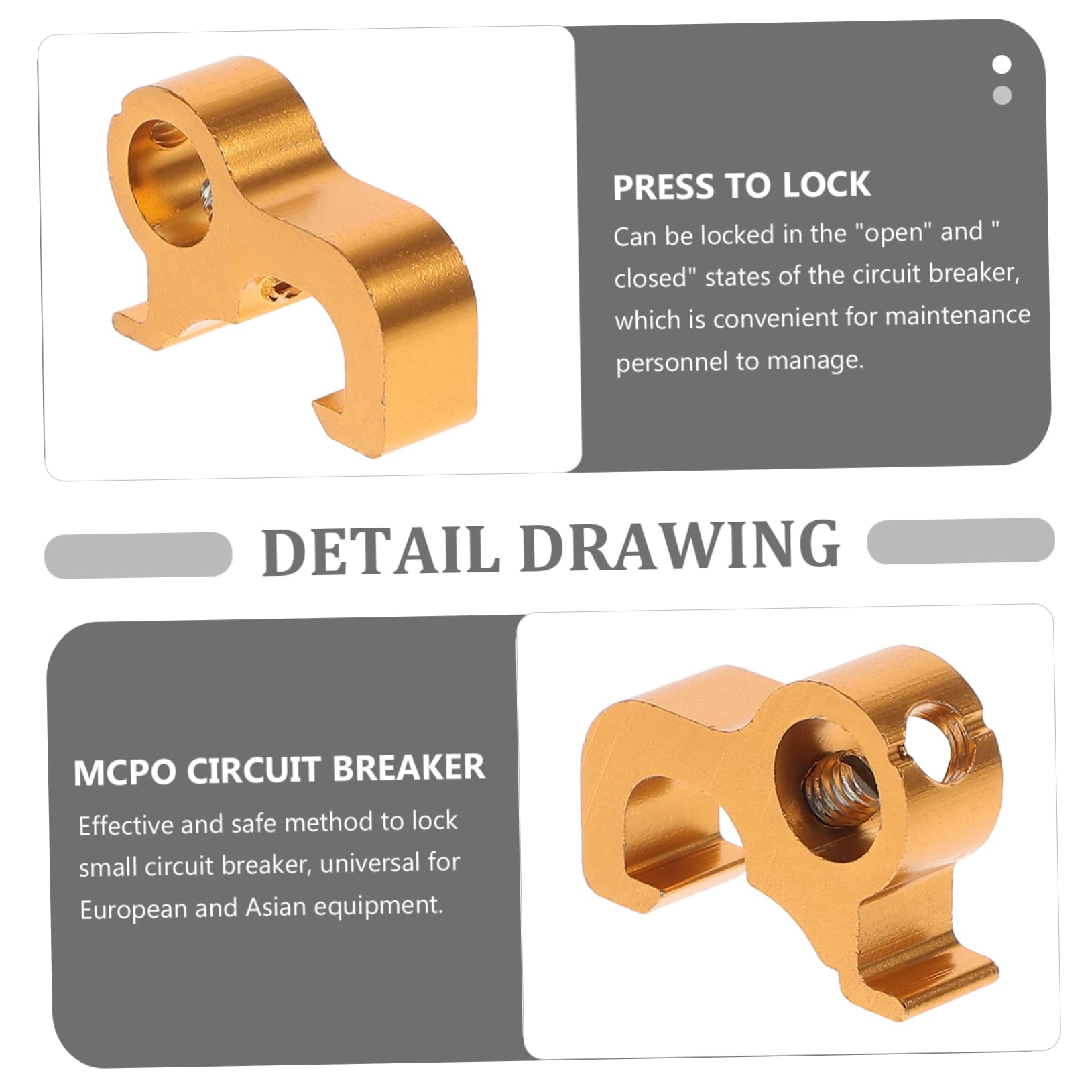 CHILDWEET Breaker Lock Breaker Safety Buckle Breaker Accessory Breaker Safety Lock Device for Electrical Lockout Golden Stainless Steel