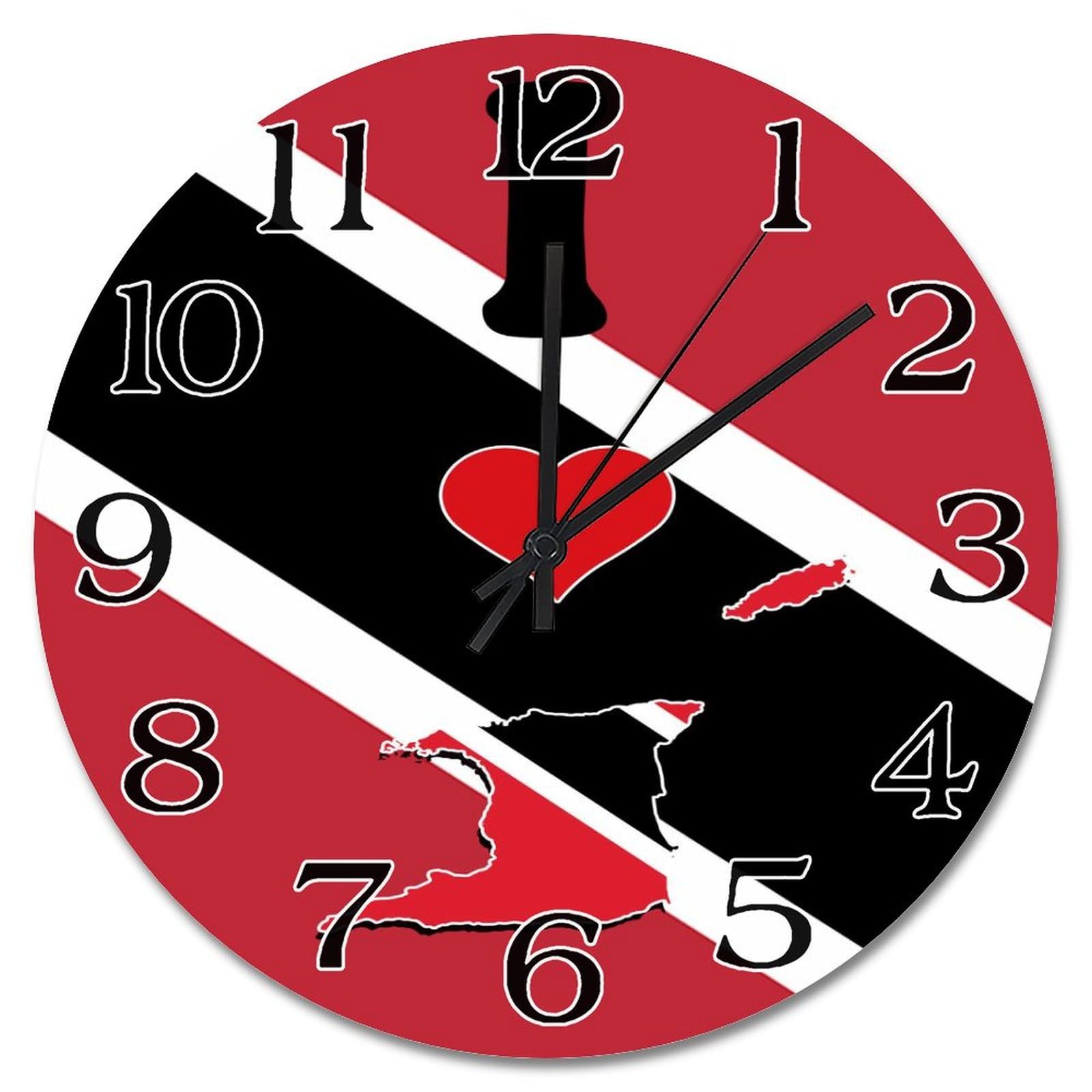 Horloge murale en bois Trinité-et-Tobago de 38 cm pour chambre
