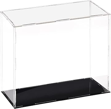 Acrylic Clear Display Case, 30 x 10 x 25cm Assemble Countertop Box Cube Organizer Stand Dustproof Protection Showcase with Black Base for Action Figures Toys Collectibles