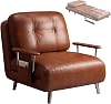 Folding Sofa Bed Single with 5-Position Adjustable Backrest Convertible Sofa Bed Waxed Leather Fabric Load Bearing Capacity 200kg Sleeper Chair for Small SpacesBrown,192 80 26cm