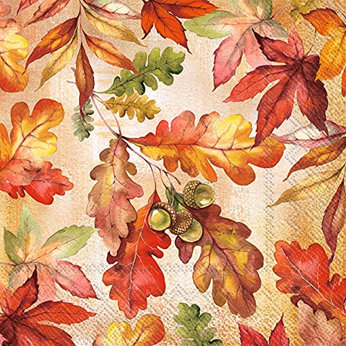 IHR Ideal Home Range 20-Count Napkin Pack 3-Ply Paper Napkins, Cocktail Size, Bright Autumn