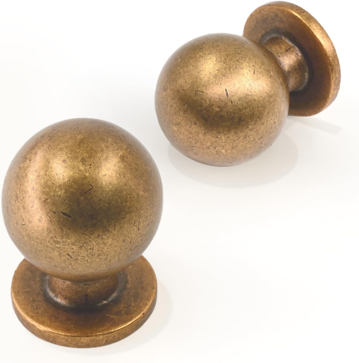 Asimerdeco 20 Pack Antique Brass Cabinet Knobs 22mm Round Kitchen Solid Zinc Alloy Drawer Knobs