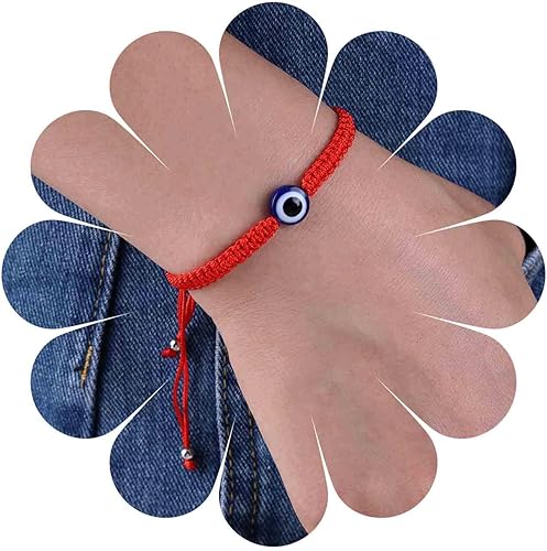 Pulsera de cuerda roja vintage tejida contra el mal de ojo, pulsera de cera roja, pulsera de cadena minimalista, joyería para mujeres y niñas
