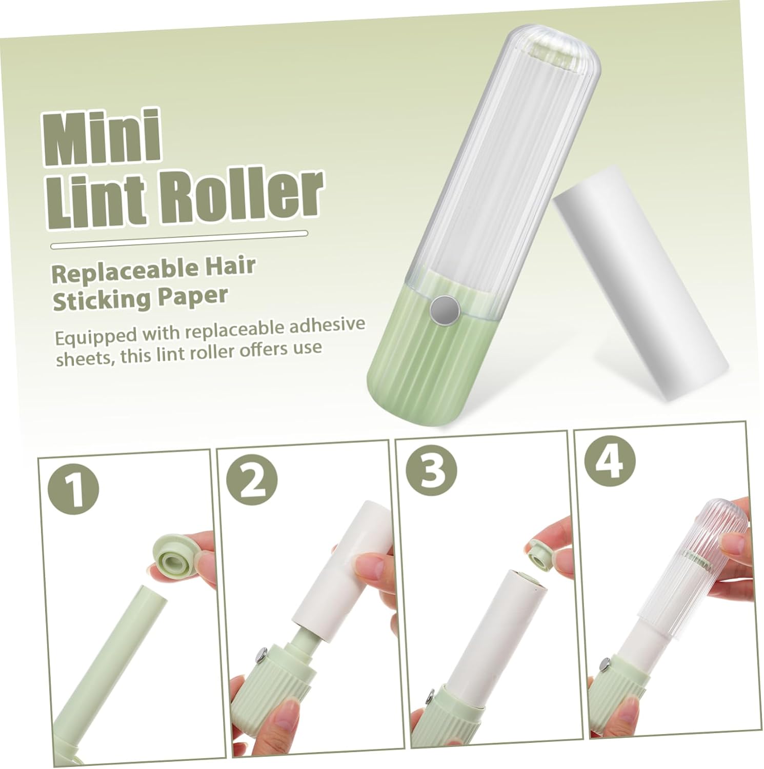 ERINGOGO 1set Mini Lint Roller Portable for Clothes Furniture Easy Replacement Adhesive Lightweight Travel Accessory Non- Handle for Comfortable Use image 3