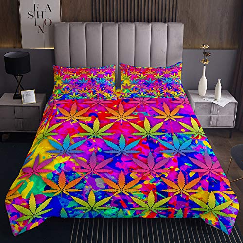 Promo 40% OFF Erosebridal Marijuana Leaf Bedding Set King Size, Cannabis Leaves Bedspread Botanical Plant Weed Coverlet Set/Bed Cover for Boys Girls Soft Luxury Microfiber Bed Decorative, Watercolor