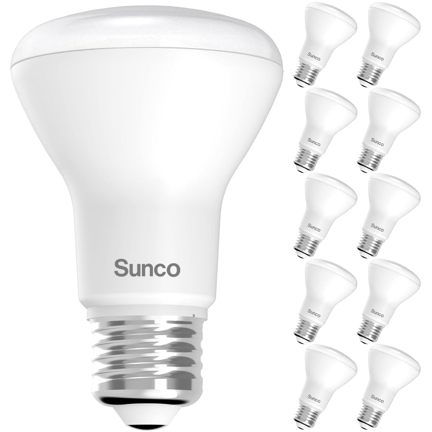 Sunco 10 Pack BR20 LED Bulb Dimmable Small Recessed Lighting Bulbs R20 Mini Flood Light Indoor 550 LM