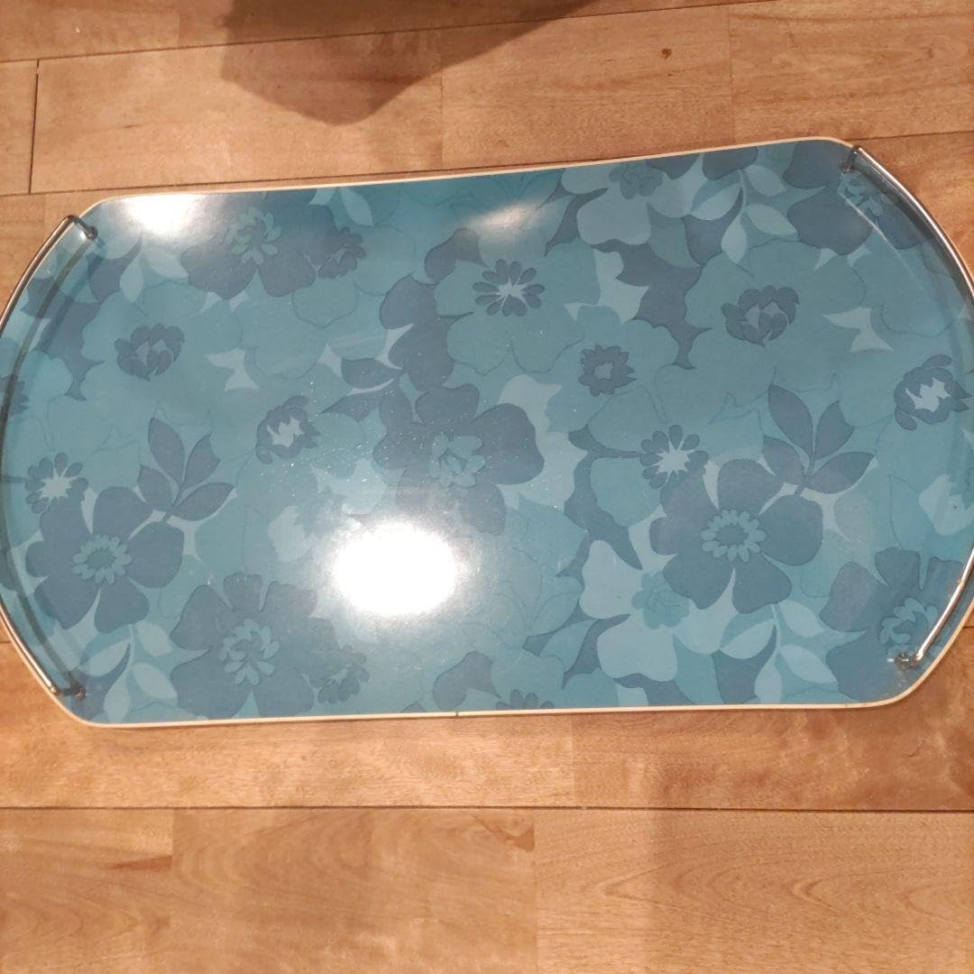 Amazon.co.jp: 超デザインレトロポップ ワゴン 花柄 トレー ブルー 