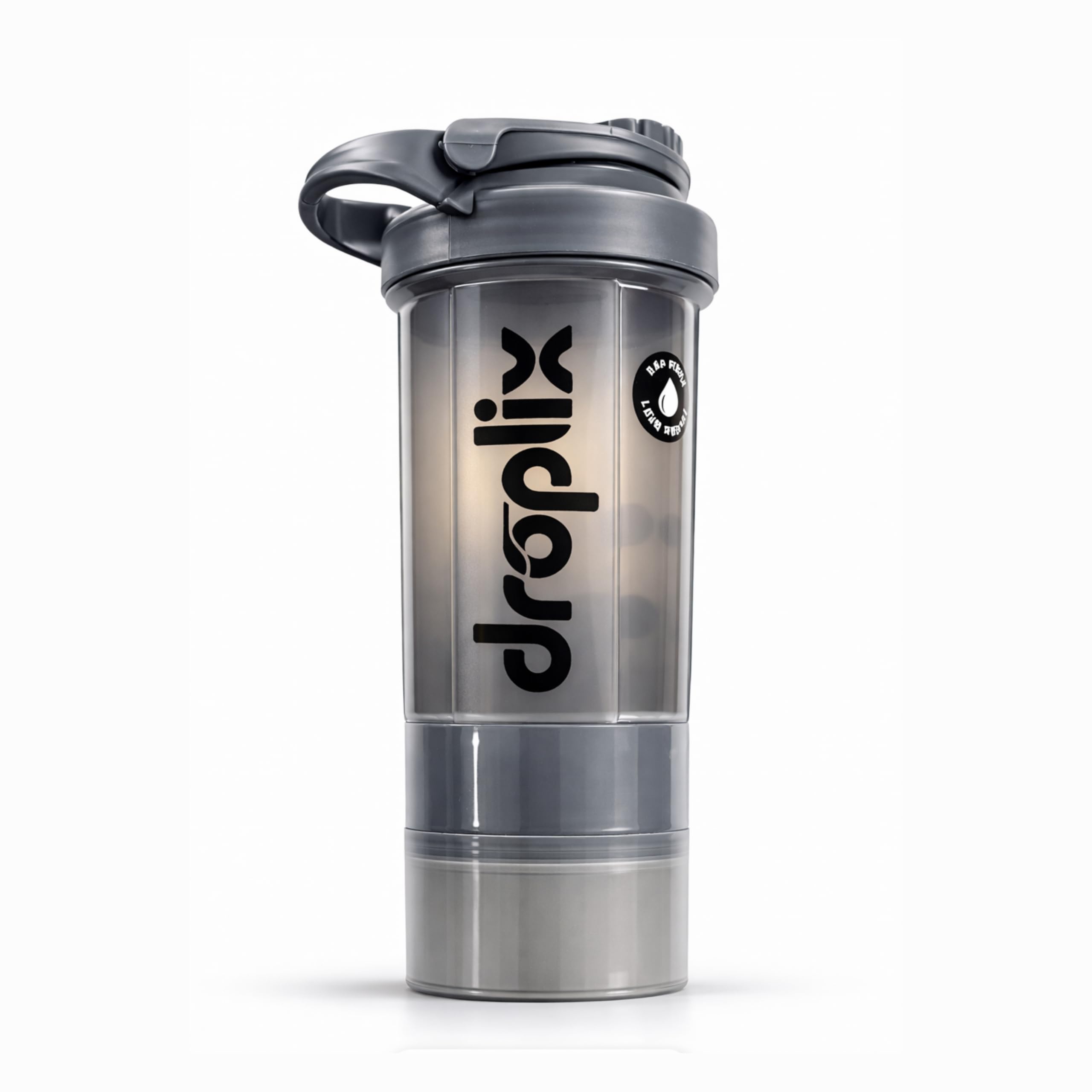 500ml Protein Shaker Bottle with 2 Storage Compartments | Leakproof Gym Shaker with Mixing Ball | BPA-Free for Protein & Workout Drinks (Frosted Grey)-image-42