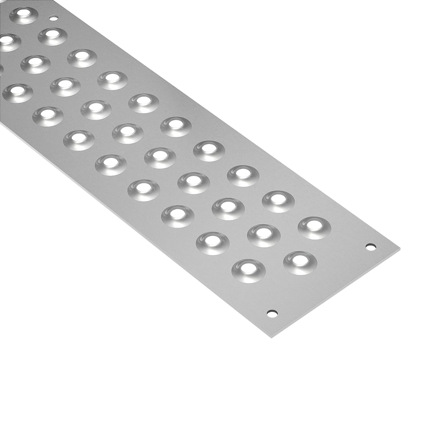 STEADY-STEP Aluminum Anti-Slip Stair Strip – 42 inch, Silver (Bare Aluminum) (10-Pack) – Screws Included – Made in Canada