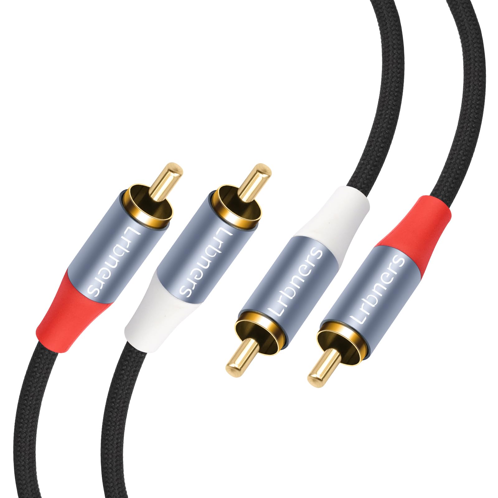 Cable de audio RCA 2 macho a 2 machos de 13 pies, cable divisor de interconexión RCA blindado doble blindado para calidad de sonido sin pérdidas, cine en casa y tocadiscos, paquete de 2