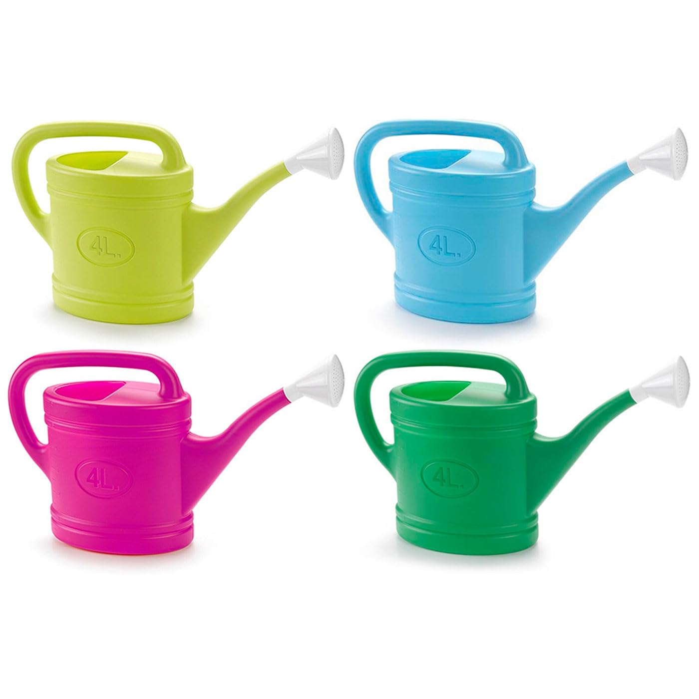 Tradineur Lot de 4 Arrosoir Plastique Capacité 4L Ustensiles de Jardinage Arrosage Maison Balcon Terrasse Patio Couleur Aléatoire