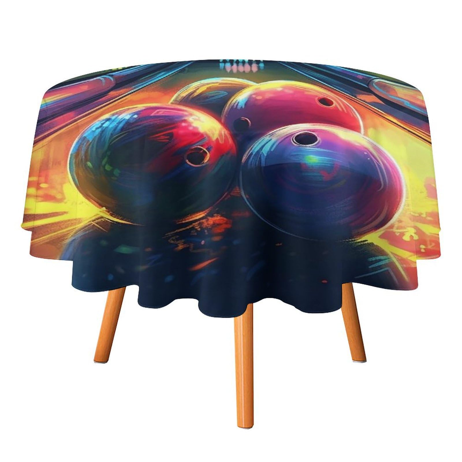 Nappe ronde bowling anti-taches pour pique-nique et anniversaire