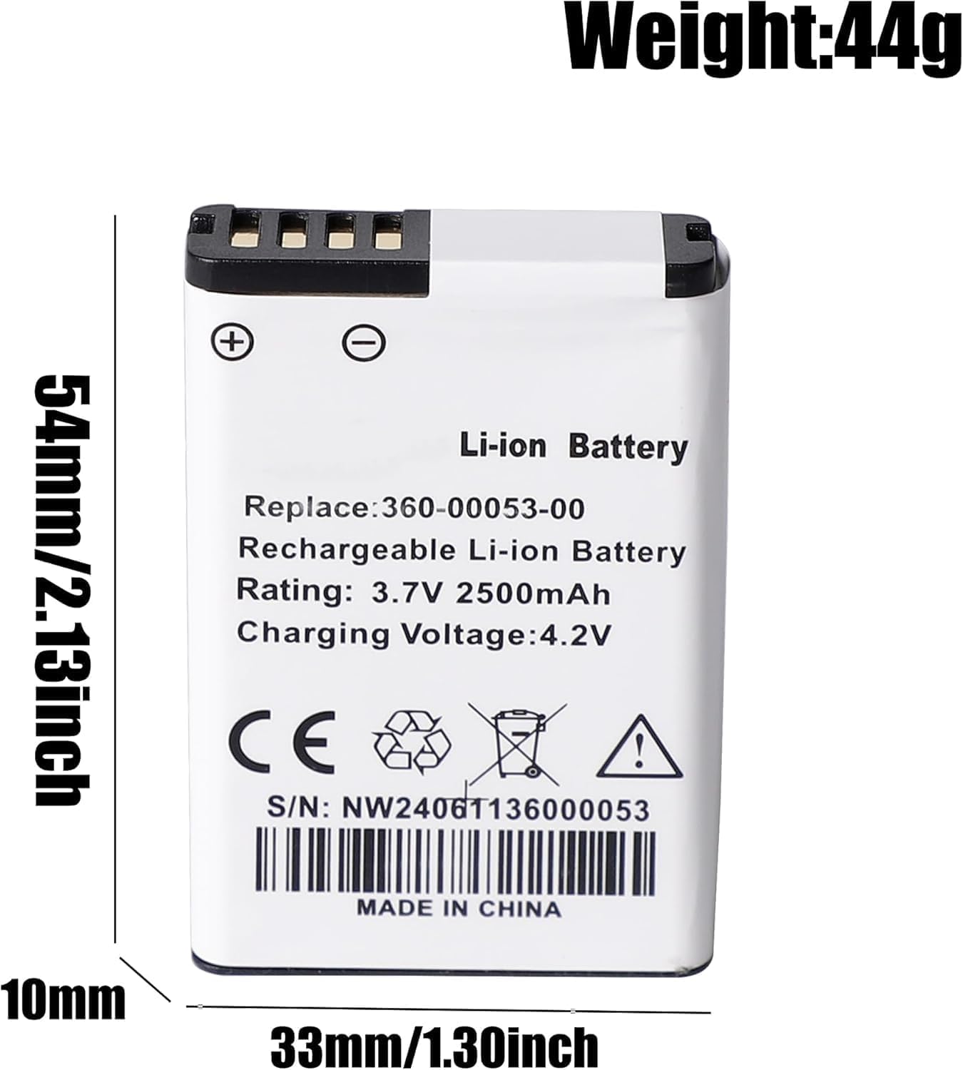 Batteria di ricambio 2500 mAh 3,7 V 361-00053-00 361-00053-04, 010-11599-00, 010-11654-03, compatibile con Garmin Alpha 200/200i/300i/Montana 600/600T/6000000000000 t Camo/65 Batteria GPS 0