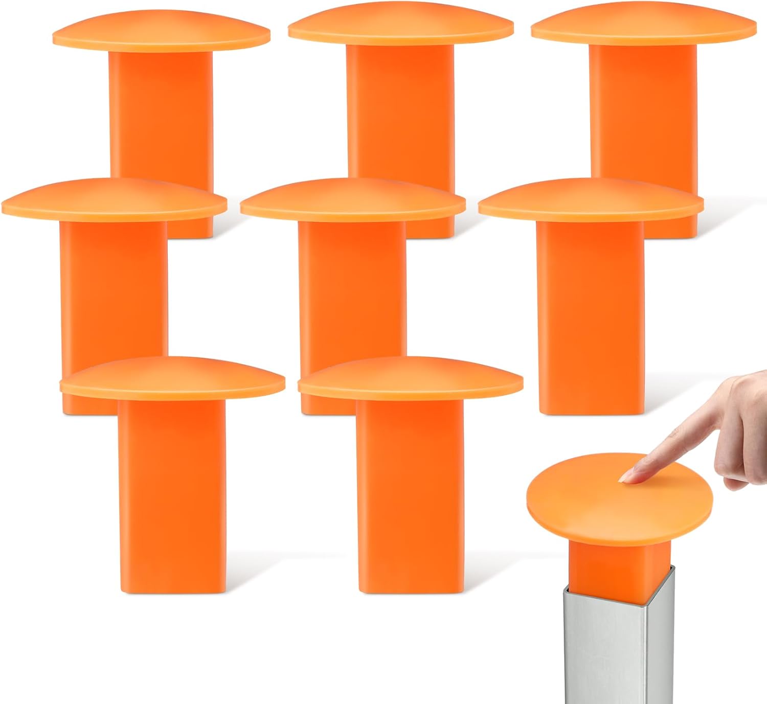 Pangda 8 Pcs Baseball Base Plugs for Baseball Field Rubber Ground Receptacle Plugs for Softball Anchor (Orange)