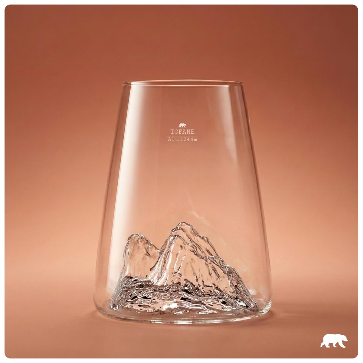 Alaskan MAKER Bicchiere lungo 450ml - Borosilicato di alta qualità soffiato a mano con montagne in rilievo | Cocktail, birra o soft TOPOGRAFICO (Tofane)